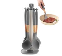 Modern Cooking Kit - Flexible Silicone Turner, Scraper Spatula Bundle, High Temperature Safe Essentials, Countertop Organizer Rack | Scratch Proof Gastronomy Set, For Farmhouse Restaurant Daily Use