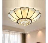 Modern Copper Ceiling Light With Crystal Drop Decoration For Bedroom Living Room Lighting Luminaires Glass Lampshade