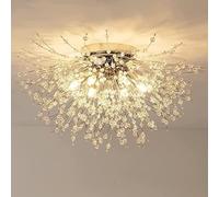 Modern Crystal Ceiling Light, 6 Light G9 LED Firework Recessed Ceiling Light Suitable for Bedroom, Living Room, Kitchen, Dining Room,Argento,4 Lights,Enchanting12