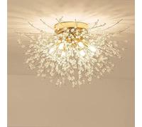 Modern Crystal Ceiling Light, 6 Light G9 LED Firework Recessed Ceiling Light Suitable for Bedroom, Living Room, Kitchen, Dining Room,Oro,4 Lights,Enchanting12