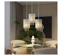 Modern Crystal Pendant Light 3-Pack Adjustable Chrome Hanging Ceiling Fixture with Clear Beads Elegant Design