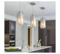 Modern Crystal Pendant Light - 3 Pack, Adjustable Hanging Ceiling Lamp with Crystal Prism Design -Chrome Finish