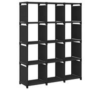 Modern Cube Shelf with 12 Open Compartments, Black Fabric & Steel Storage Organizer 103x30x141 cm for Living Room, Bedroom, Office Display Books, Plants, Decor Items Sturdy & Lightweight