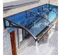 Modern Design Blue Polycarbonate Plate Front Door Canopy Outdoor Awning for Patio Porch Silent Garden Canopy Rain Shelter Cover with Black Aluminium Frame (80 x 500 cm/32 x 197)