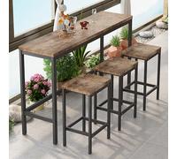 Modern Design Kitchen Dining Table, Pub Table, Long Dining Table Set con 3 stole, Easy Assembly, Table: 153 cm x 40 cm x 90 cm, Stool: 38 cm x 29,97 cm x 61,49 cm, naturale