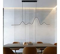 Modern Design LED Dining Room Pendant Lamp Linear Design with Remote Control Pendant Lamp Height Adjustable Pendant Lamp for Dining Table Office Living Room Chandelier (Black, A) Household faucets