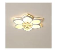 Modern Dimmable Close To Ceiling Lamp Crystal Flower Flush Mount Ceiling Lights White Acrylic Floral Flush Mount Shade 20" Large Light Fixtures Ceiling for Bedroom Living Room(3 color dimming)