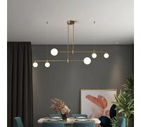 Modern Dining Room Light Fixture Copper Chandelier For Kitchen Table Loft Office Luster Led White Glass Ball Pendant Lamp G9