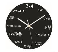 Modern Equation - Orologio da parete, 30 x 30 cm, in plastica, design matematico, per funzionamento silenzioso a batteria, per insegnanti e ufficio domestico (3 x 4 fondo nero)
