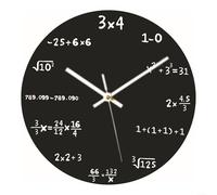 Modern Equation - Orologio da parete in plastica nera, 30 cm, design matematico, funzionamento a batteria, per insegnanti, studenti, casa, ufficio, studio, decorazione (3 x 4 cm, fondo nero)