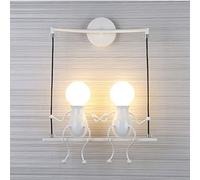Modern Fashion Creative Wall lamp LED Wall lamp Bedside lamp Nordic Doll Iron Dwarf Children's Room Hanging lamp Decorative Wall (Lampshade Color : White 2 Wattage : 5W Warm White) (7w Warm White Wh