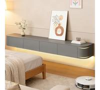 Modern Floating TV Stand With Storage Wall Mounted Media Console Entertainment Center For 47-118 Inch TV Solid Wood TV Cabinet With Drawers & Shelves For Living Room Bedroom(Grey led,110.2IN)