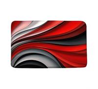 Modern Geometric Abstract Red Black Gray Stripes Geometric Line Circle Aesthetic Vintage Mid Century Fashion Zerbino Asciugapassi Assorbente Tappeti Da Bagno Confortevole Tappeto Entrata 40X60Cm