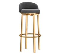 Modern Gold Metal Swivel Bar Stools Set of 1 25,6" High Counter Height Chairs with Back for Kitchen Island & Dining Room Stylish Grey Upholstery