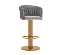 Modern Gold Velvet Bar Stools Set of 1 Adjustable Swivel Counter Height Chairs with Back for Kitchen Home Bar Island Stylish Woven Design Comfortable Seating