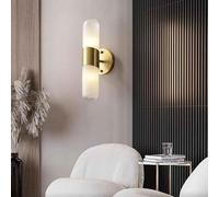Modern Gold Wall Lamp 2 Pack Bathroom Vanity Wall Light Nordic Glass Shade Wall Sconces with Brass Finish for Bedroom Hallway Staircase Mirror(1PC)