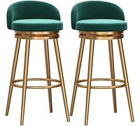Modern Green Swivel Bar Stools Set of 4 360° Swivel Kitchen Stools with Backrest and Footrest Bar Chairs for Counter Kitchen Island and Home Bar