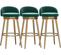 Modern Green Swivel Bar Stools Set of 4 360° Swivel Kitchen Stools with Backrest and Footrest Stylish Bar Chairs for Counter Kitchen Island and Home Bar