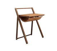Modern Home Wooden Desk 28-inch Small Desk with Leather Table Mat Creative Study Writing Desk with Unique Storage Space Office Desk (Material : Black Walnut) (Teak)