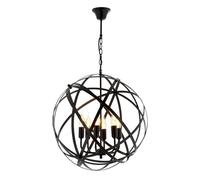 Modern Industrial Chandelier, corpo in metallo nero, altezza 90 cm x diametro 50 cm, 6 x E14 Max 40 W | Illuminazione elegante per spazi domestici e uffici