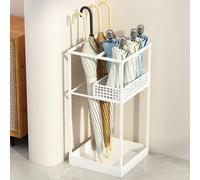 Modern Large Capacity Metal Umbrella Stand for Entryway Stylish Indoor Umbrella Holder Rectangular Design White Umbrella Rack for Home Decor