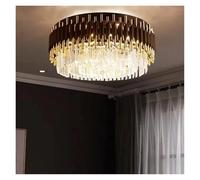 Modern LED Black Crystal Ceiling Chandeliers Living Study Room Round Kitchen Pendant Lamps