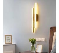 Modern LED Black Long Strip Wall Sconce Hardwired Indoor Wall Light Hardwired Nordic Golden Wall Light(Gold,48CM-16W)