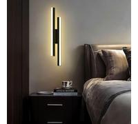 Modern LED Black Long Strip Wall Sconce Hardwired Indoor Wall Light Hardwired Nordic Golden Wall Light(Dark,65CM-20W)
