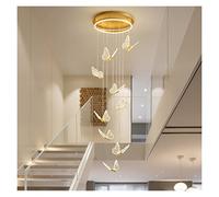 Modern LED Chandelier Butterfly Long Chandelier Adjustable Length Duplex Stair Light Living Room Art Dining Light Modern LED Chandelier (Dimmablewithremote 9Lights)