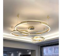 Modern LED Chandelier for Living Room Bedroom Gold Round Rings Brief Home Decor Kitchen Fixtures Projects Lights (Dia80x60cm 105w Cool Light (6000K))