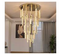 Modern LED Crystal Chandelier Light Chrome Long Staircase Luxury Design Chandeliers AC110V 220V Indoor Lighting Modern LED Chandelier (Size : Dia100cm39light) (Dia80cm28light)