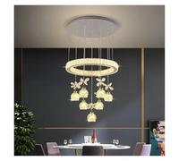 Modern Led Crystal Petal Ceiling Chandelier for Living Room Bedroom Kitchen Round Chrome Home Decor Hanging Light Lustre Fixture