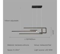 Modern LED Minimalism Pendant Lamp For Kitchen Dining Room Living Room Bedroom Black Rectangle Dimmable Chandelier Lights
