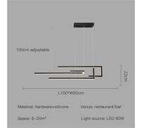 Modern LED Minimalism Pendant Lamp For Kitchen Dining Room Living Room Bedroom Black Rectangle Dimmable Chandelier Lights