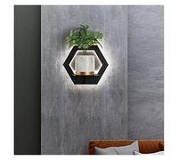 Modern LED Wall Lamps Study Living Room Bedroom Bedside Aisle Corridor Indoor Lighting Home Lights Can Put Things with Hook (Color : Round White 23cm Size : 3 Colors) (Hexagon Black 25cm 3 Colors)
