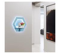 Modern LED Wall Lamps Study Living Room Bedroom Bedside Aisle Corridor Indoor Lighting Home Lights Can Put Things with Hook (Color : Round White 23cm Size : 3 Colors) (Hexagon Blue 25cm 3 Colors)