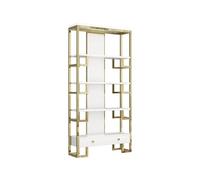 Modern Light Luxury Stainless Steel Book Shelf Storage Rack with Creative Design for Office and Living Room Wrought Iron Display Organizer Bookshelf Bookshelf Bookcase (Color: A: S 80 x 30 x 200 cm)