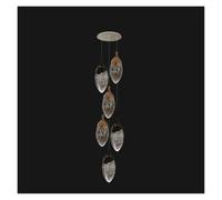 Modern Light Teardrop Crystal Staircase Chandelier, Rose Gold Multi-Pendant Fixture for High Ceiling Foyer