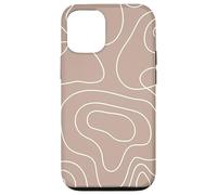 Modern Line Art Abstract Circles Pattern Beige Light Brown Custodia per iPhone 12/12 Pro