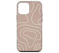 Modern Line Art Abstract Circles Pattern Beige Light Brown Custodia per iPhone 12 mini