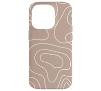 Modern Line Art Abstract Circles Pattern Beige Light Brown Custodia per iPhone 14 Pro