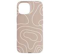 Modern Line Art Abstract Circles Pattern Beige Light Brown Custodia per iPhone 15