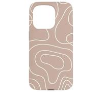 Modern Line Art Abstract Circles Pattern Beige Light Brown Custodia per iPhone 15 Pro
