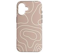 Modern Line Art Abstract Circles Pattern Beige Light Brown Custodia per iPhone 16
