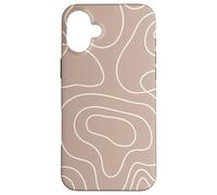 Modern Line Art Abstract Circles Pattern Beige Light Brown Custodia per iPhone 16 Plus