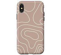 Modern Line Art Abstract Circles Pattern Beige Light Brown Custodia per iPhone X/XS