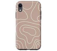 Modern Line Art Abstract Circles Pattern Beige Light Brown Custodia per iPhone XR