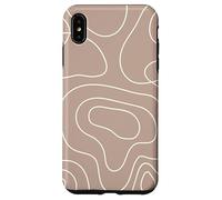 Modern Line Art Abstract Circles Pattern Beige Light Brown Custodia per iPhone XS Max