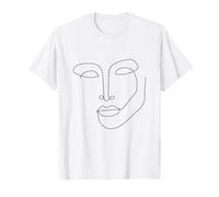 Modern Line Art Faccia da Donna Elegante in Stile Minimal Maglietta