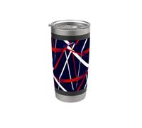 Modern Line Urban Geometry Blu Bianco Rosso Bicchiere termico in acciaio inox doppia parete
